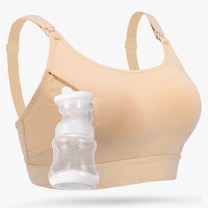 Momcozy Hands Free Pumping and Nursing Bra, large, beige, NWT